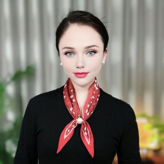 Шелковый шейный платок с неровным геометрическим узором, устойчивый к сминанию, с магнитной застежкой-имитацией жемчуга, аксессуар для наряда
