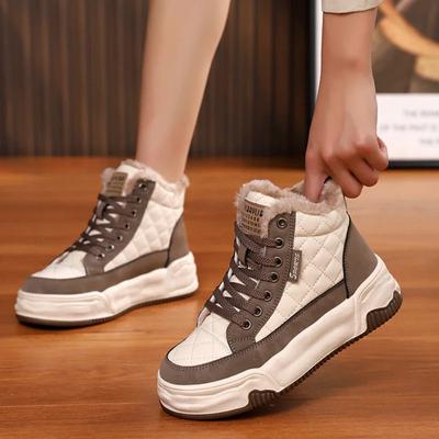 Плюшевые теплые ботинки женские ботильоны модная спортивная повседневная женская обувь кроссовки балетки на шнуровке женские короткие зимние ботинки