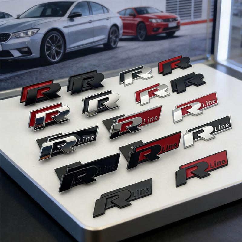 Car Front Grille Emblem Rear Trunk Badge Sticker for Volkswagen Rline R Line Polo Passat B5 B7 Golf 3 4 Jetta Touareg CC Beetle VP3