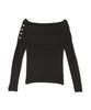 Natural Beauty Basics Wide Shoulder Rib Knit Black Women's Sweater,