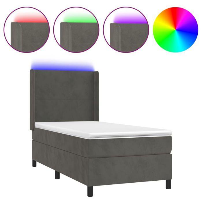VidaXL Slat Bed Base with Mattress and LED, Upholstered Bed, Single Bed, Adult Bed for Interior Bedroom, 3139416