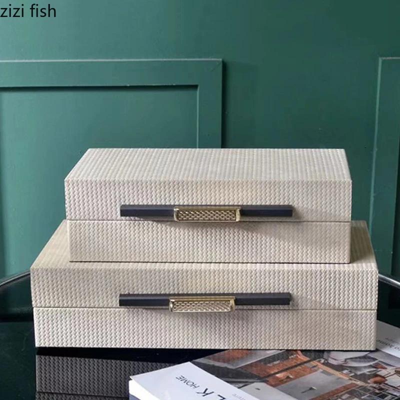 Leather Decoration Box Off White Jewelry Box Rectangle Storage Box Dressing Table Desktop Decoration Exquisite Home Decoration