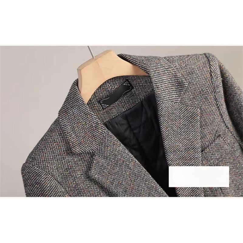 Women Long Sleeve Woolen Suit Jacket Autumn Winter Coat Ladies Office Wool Blazer Blazer Thick Outerwear