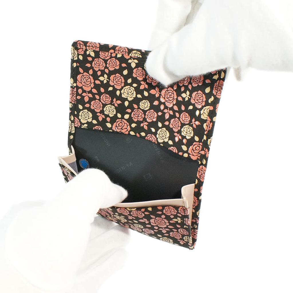 Футляр для визиток Inden большой вместимости из оленьей кожи Kaguwa Rose Petite черный x белый розовый лак 8412 [Indenya]