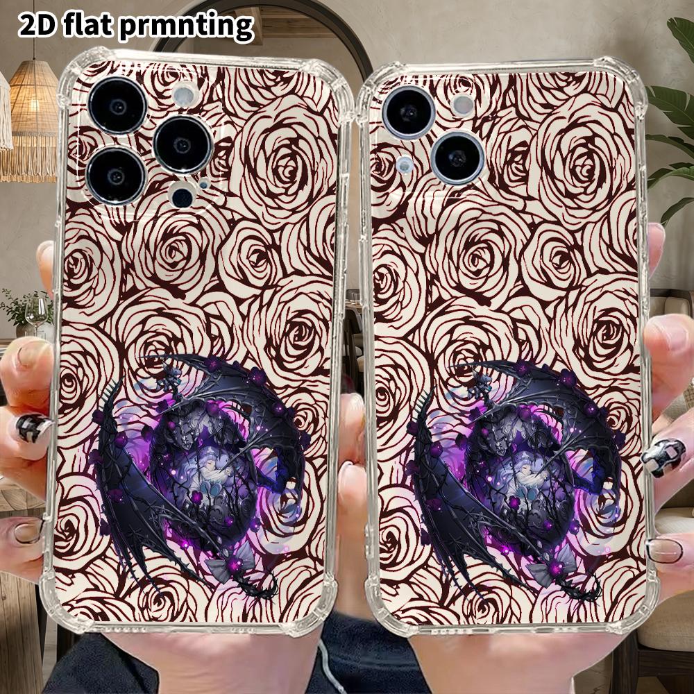 Phone Case: 2D flat design, suitable for iPhone 18 17 16 15 14 13 Pro, transparent with corner protection, Dragon Egg Girl, Christmas and Halloween gi