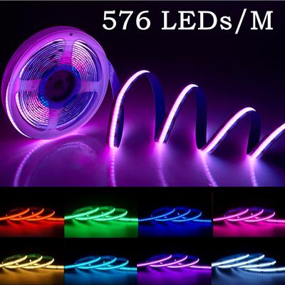 Светодиодная лента RGB 576 светодиодов/м DC12В/24В Высокой плотности Гибкая светодиодная лента COB Световая панель 8 мм/10 мм RA95 Для освещения и декора гостиной