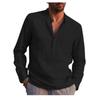 Men's Long Sleeve V-Neck Casual Beach Shirt Solid Color Simple High Stretch Pullover Top