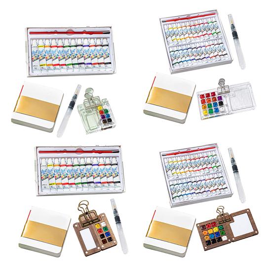 Мини-коробка для акварельных красок Yousheng Pocket Artist Travel Set, палитра из 8/15 цветов, металлический зажим из орехового дерева, портативная акварельная ручка