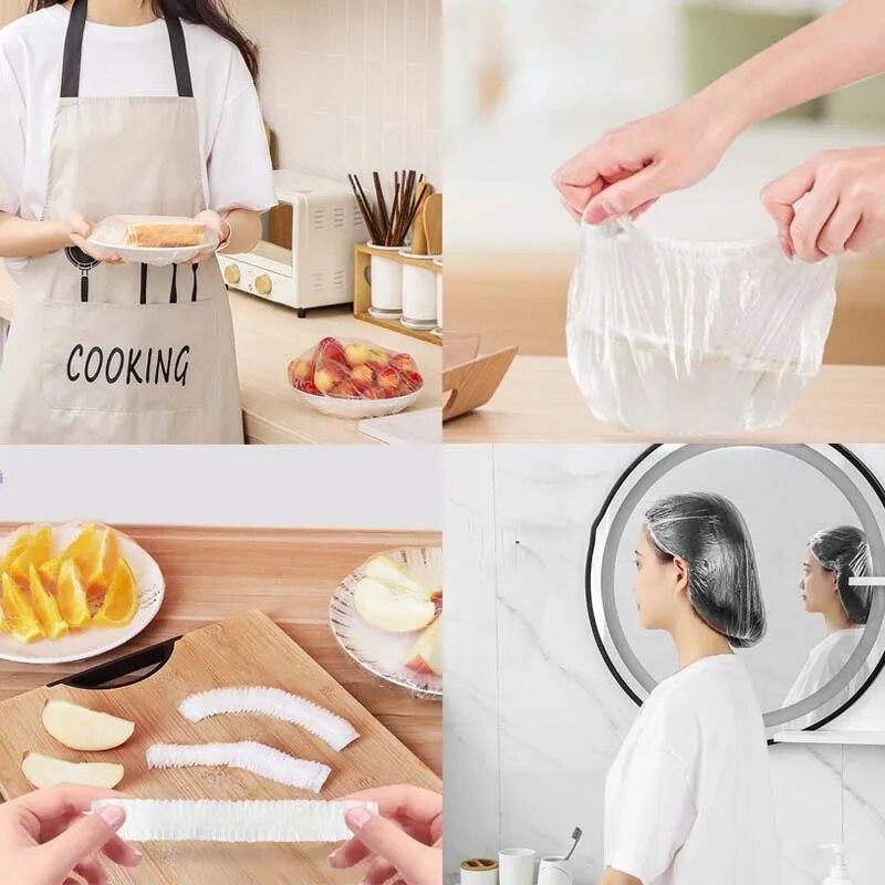 100/200/500Pcs Disposable Food Cover Grade Fruit Vegetable Storage Bag Plastic Wrap Elastic Food Lids for Kitchen Fresh Keep Bag
