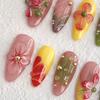 10Pcs 3D Floral Press-on Nails Thick Reusable Fake Nails with Gel Design