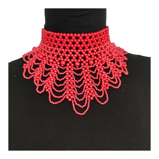 Imitation Pearl Fake Collar Necklace Hollow Design Multi Layer Detachable Collar Solid Color Dress