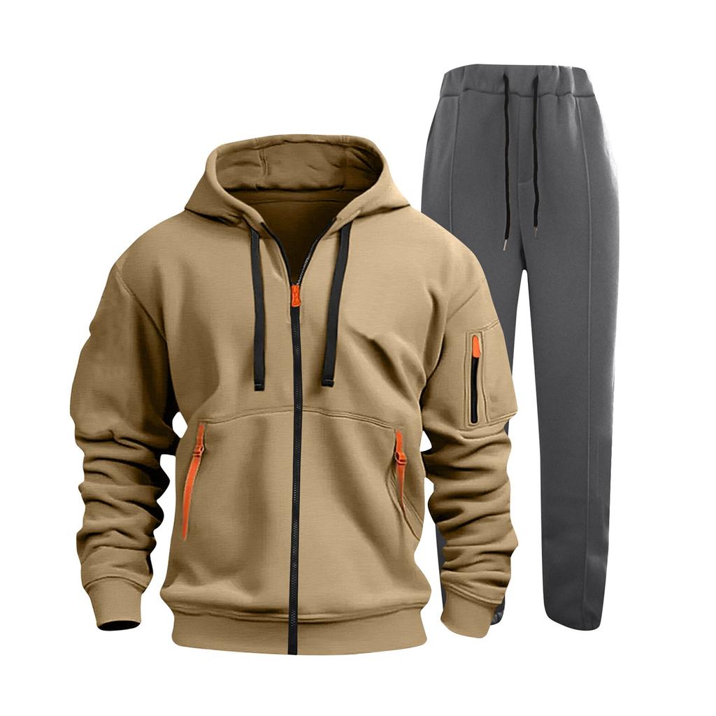 Мужской однотонный спортивный костюм из 2 предметов, удобная толстовка с капюшоном, спортивные штаны для занятий йогой и йогой