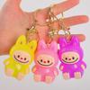Kawaii Labubu Flash Keychain The Monster Keychain Подвеска Светящаяся в темноте Сумка Мобильный Подвеска Diy Украшение Сюрприз Подарочная игрушка