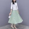 Летний женский улучшенный Cheongsam в китайском стиле из двух частей, верхняя юбка, наборы с художественной вышивкой