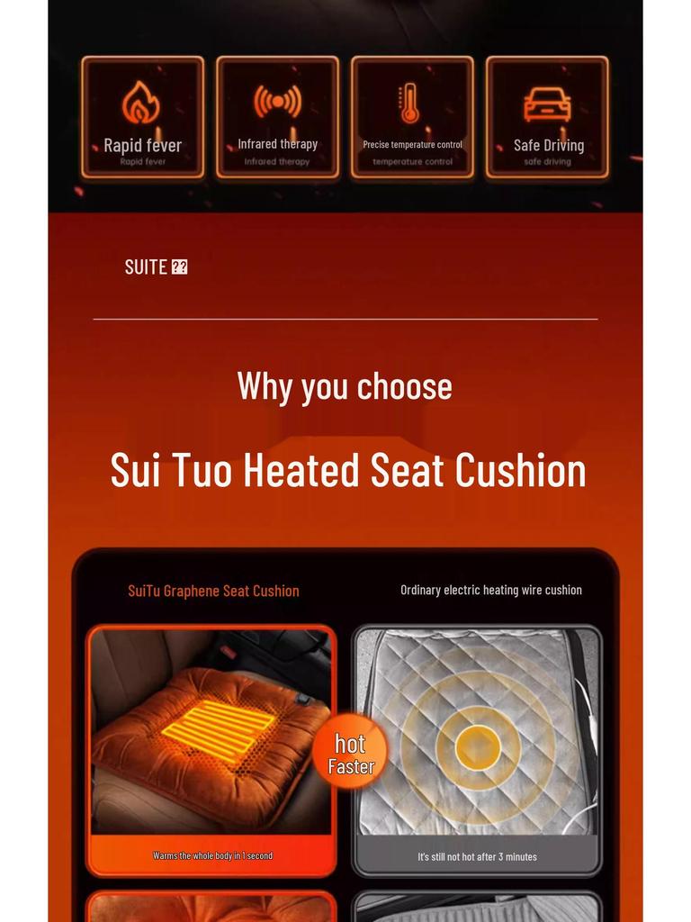 Графеновая подушка с подогревом для автомобильного сиденья - Зимняя плюшевая 12V USB Электрическая подкладка