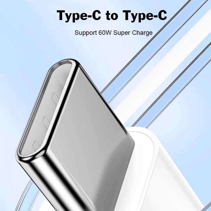 Кабель для передачи данных C-C 60 Вт Быстрая зарядка для iPhone 15 16 Type-C на Type-C Кабель для суперзарядки Телефонный кабель Нейлоновый кабель