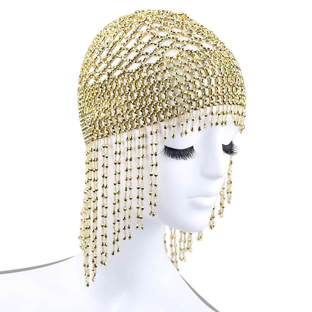 Gold/Silver Beaded Hat Handmade Women Hairpieces Beautiful Headband Hair Jewelry