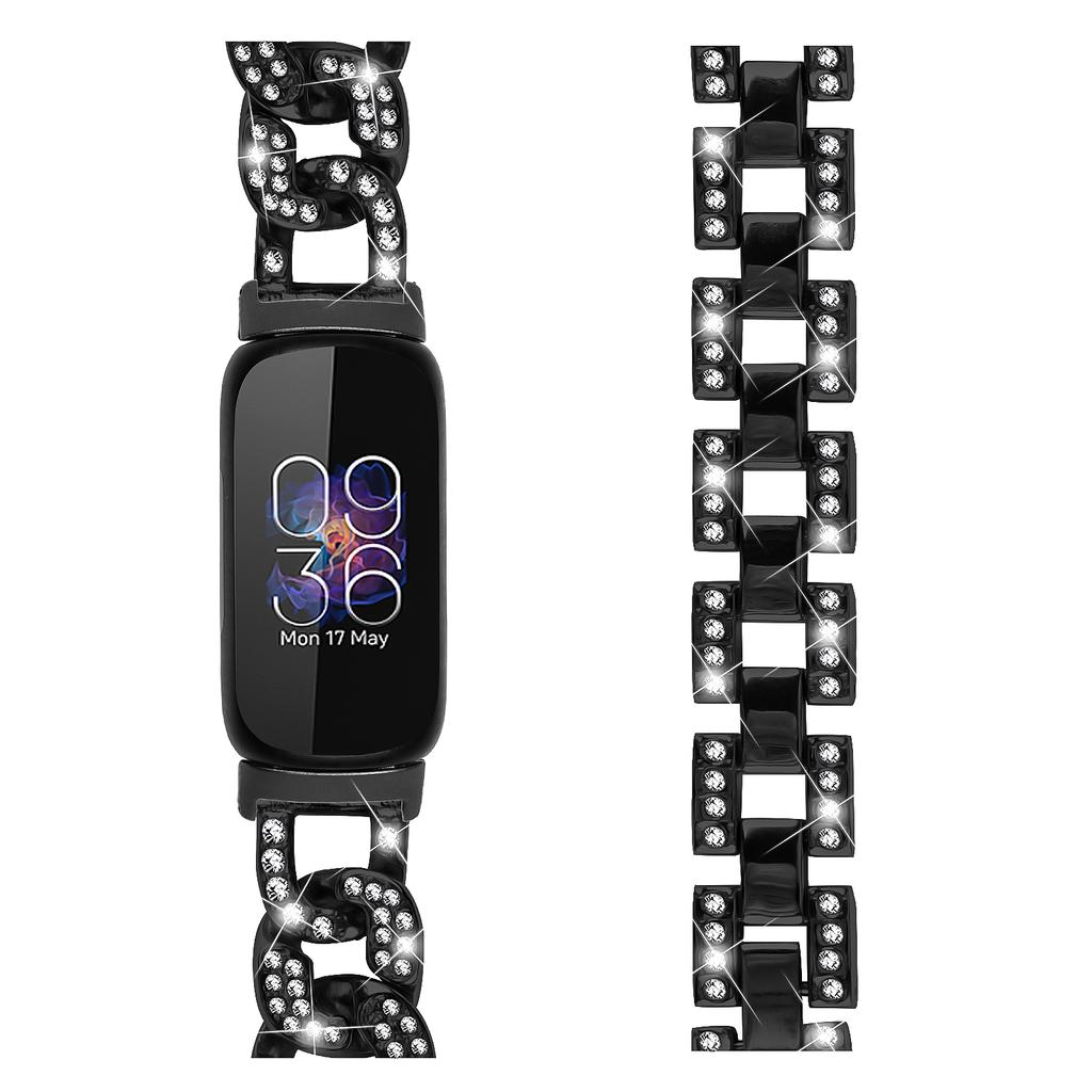 Для Fitbit Inspire 3 Металлический ремешок для часов из сплава Блестящий декор из страз Браслет-ремешок