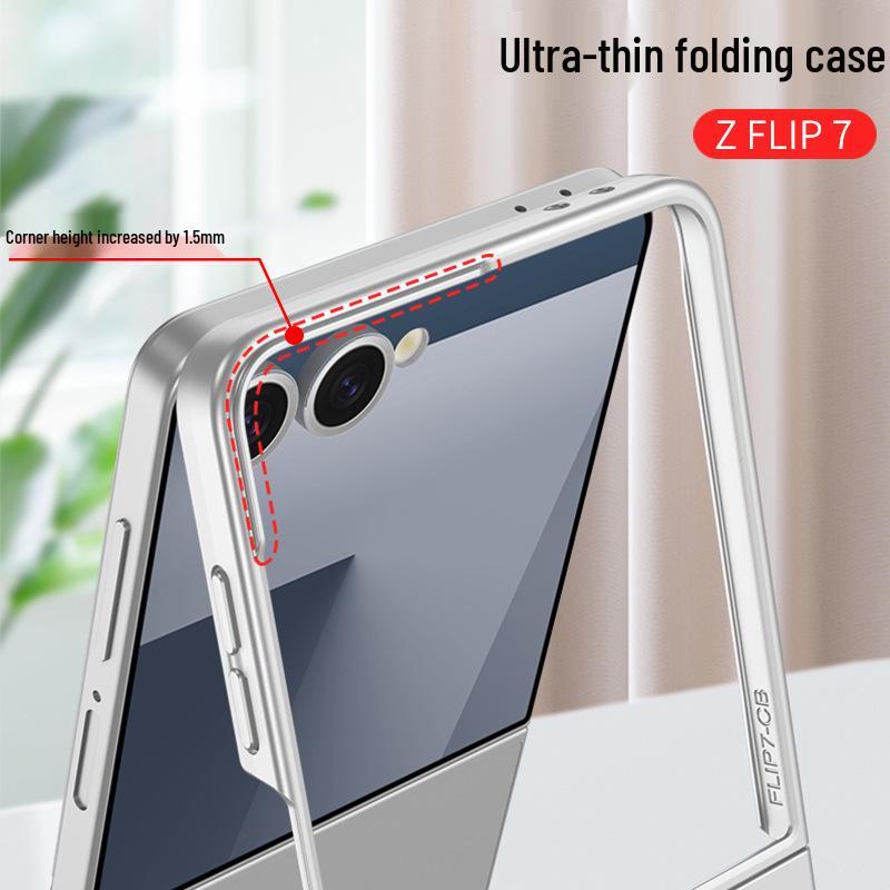 GKK Однотонный противоударный ПК-чехол для Samsung Z Flip7 - Большое окно, Ощущение кожи, Трансграничный, Защита складного экрана