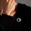 Anti-Exposure Brooch Round Women Shape Brooch with Rhinestones Imitation Pearls Suits Coats Sweaters Pin Commuting Dating