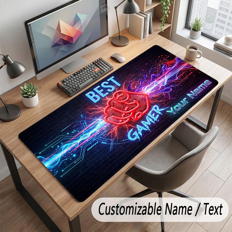 Neon Colorful Theme Customized Mouse Pad Personalized Print Name Text Desk Mat For Home Office Table Decor