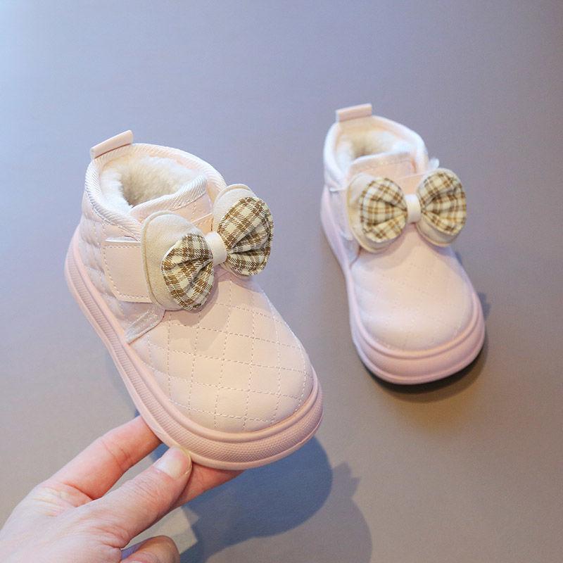 2025 большие хлопковые бархатные утепленные зимние хлопковые ботинки для девочек новые детские зимние ботинки теплые детские хлопковые туфли для девочек