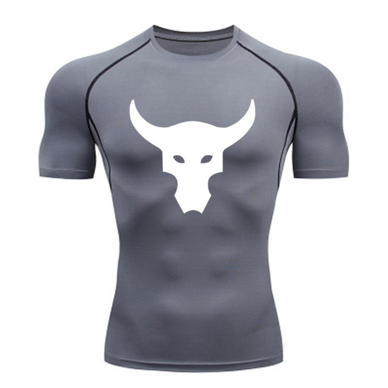 Футболка премиум-класса Quick-Dry Bull Head — дышащая ткань для бега и тренировок на свежем воздухе | Минималистичный черно-белый дизайн | Тренд в области фитнеса в Европе
