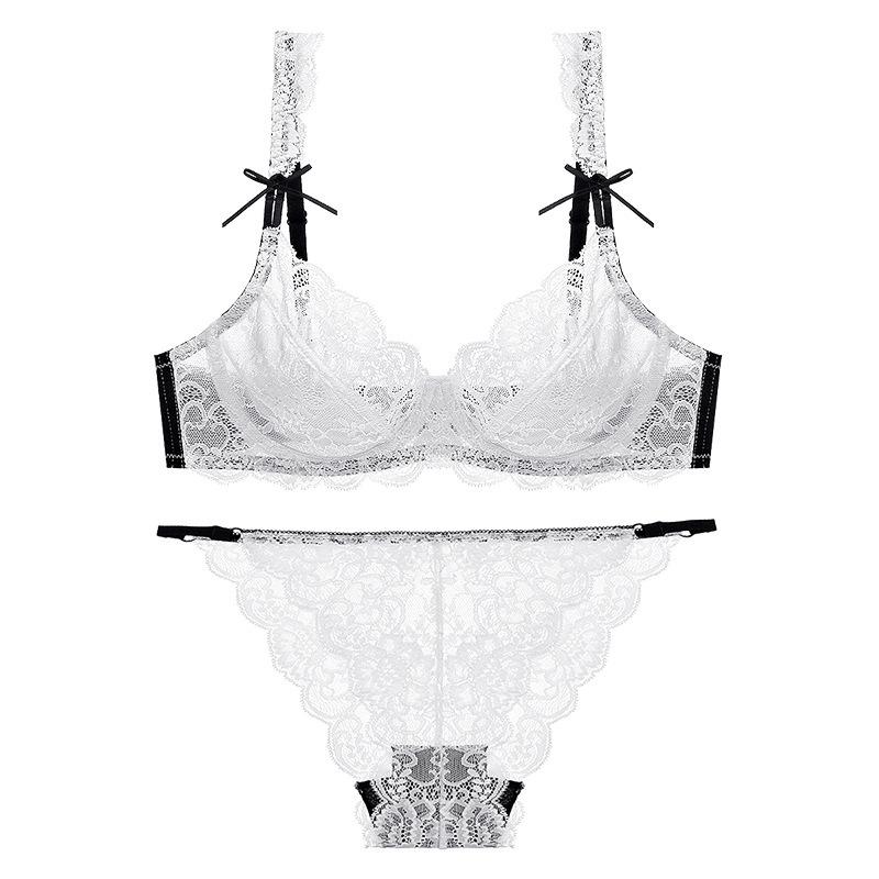 Сексуальное нижнее белье Ультратонкий Прозрачный Кружевной Бюстгальтер Большого Размера для Большой Груди Маленький Комплект Нижнего Белья против Провисания
