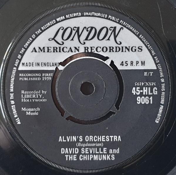 7inch Record DAVID SEVILLE & THE CHIPMUNKS - Alvin's Orchestra 45HLG9061 London Records, 1959 UK Children's Used