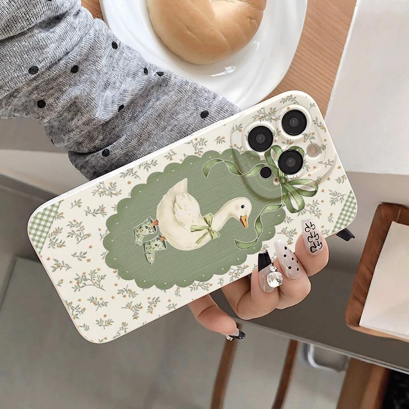 The Country Green Floral Duck Pattern Silicone Phone Case For Samsung Galaxy S23 S24 S25 Ultra S22 S21 S20 Plus FE A35 A55 Cover