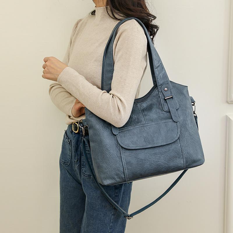 New Large-capacity Portable Shoulder Bag Trendy Soft Leather Texture Middle-aged Women's Mother Bag Messenger Bag