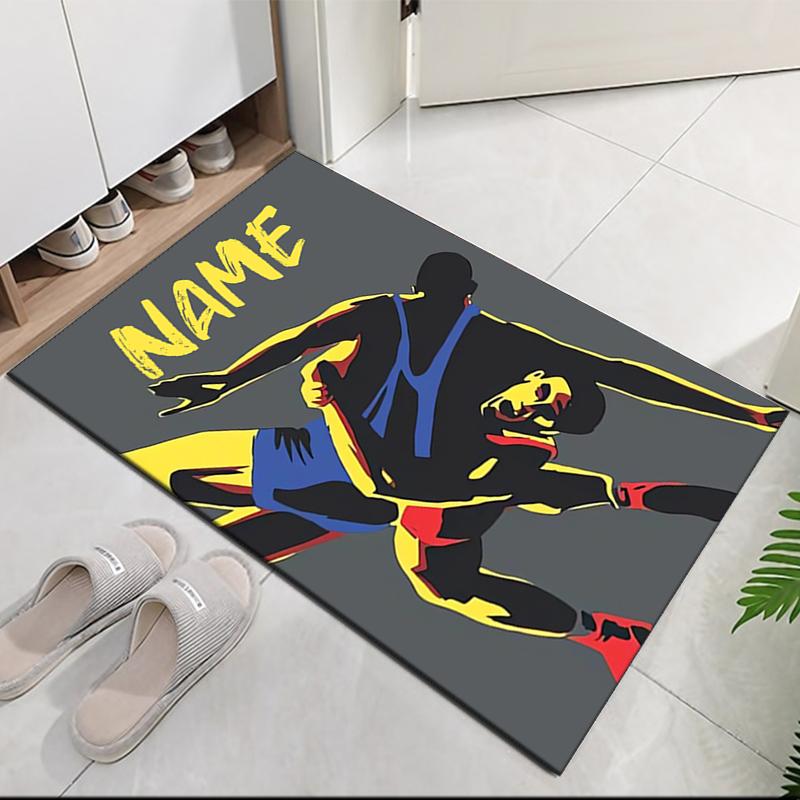 Custom Name wrestling Printed Carpet, for Office Chair Living Room Bedroom Kitchen Room Decor Gifts.