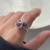 925 Sterling Silver Rings for Women Couple Minimalist Handmade Simple Retro Red Stone Ring Fine Jewelry Gift Prevent Allergy