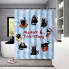 1 Christmas Black Cat Print Waterproof Shower Partition Privacy Hanging Curtain 12 Hooks Multi Size Decoration Machine Washable