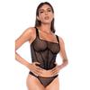 Top Style Corset En Large Résille Et Tanga - MAL2796BLK - Noir Taille : L/XL Couleur : Noir