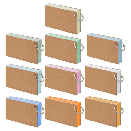 Цветные учетные карточки Флэш-карточки с металлическим кольцом Гладкое письмо Утолщенная бумага Карточки для заметок без растекания чернил Карточки для изучения в линейку