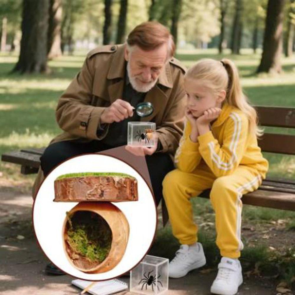 Magnetic Spider Hide Cave Handmade Natural Hide Jumping Spider Shelter Mini Decorative Magnetic Spider Habitat