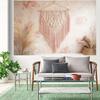 2D banner Bohemian rope wall-mounted background fabric with floral patterns and Parmesan grass, for interior decoration