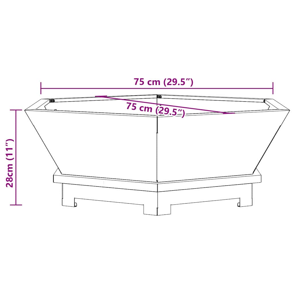 Fire Pit Brown 75 x 75 x 28 cm Weatherproof Steel