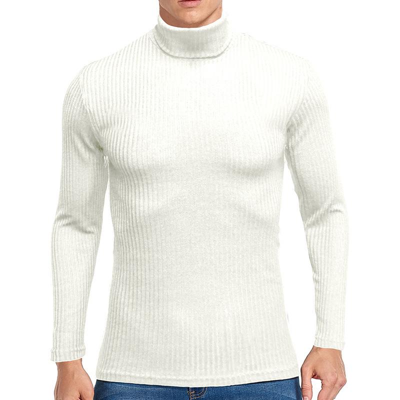 Men's Knitting Bottom Shirt Fashion High Neck Long Sleeve Fitting Versatile T-shirt