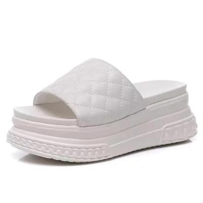 Модные шлепанцы на платформе 7 см, туфли на танкетке, пляжная обувь из натуральной кожи, женская летняя обувь, дышащие шлепанцы, пляжная обувь, черные летние сандалии