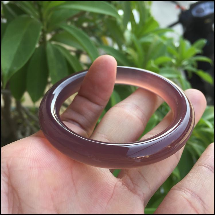 Natural Chalcedony Agate Purple Bracelet Fashionable Charm Emerald Bangle Women's Gift