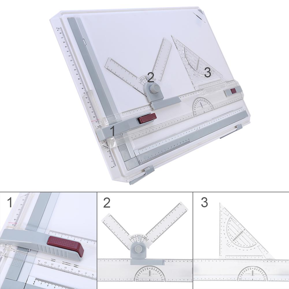 Pro A3 Drawing Board Table With Clear Rule Parallel Motion and Adjustable Angle