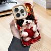 Phone Case: 2D flat lambskin suitable for iPhone 18 17 16 15 14 13 Pro protective case, glowing little cat, Christmas and Halloween gift
