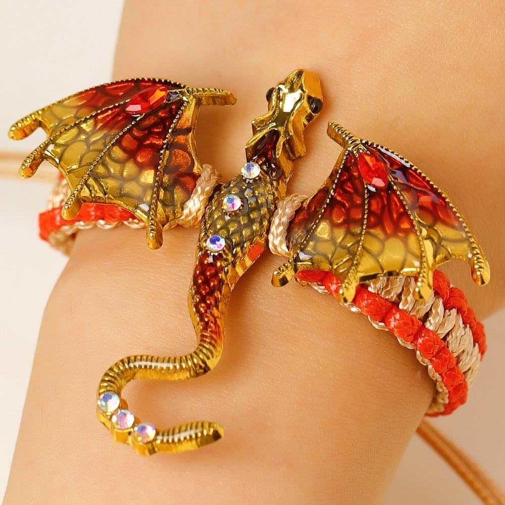 Creative Braided Rope Bracelet Vintage Woven Cord Wristband Fashion Animal Dragon Bracelet Cosplay