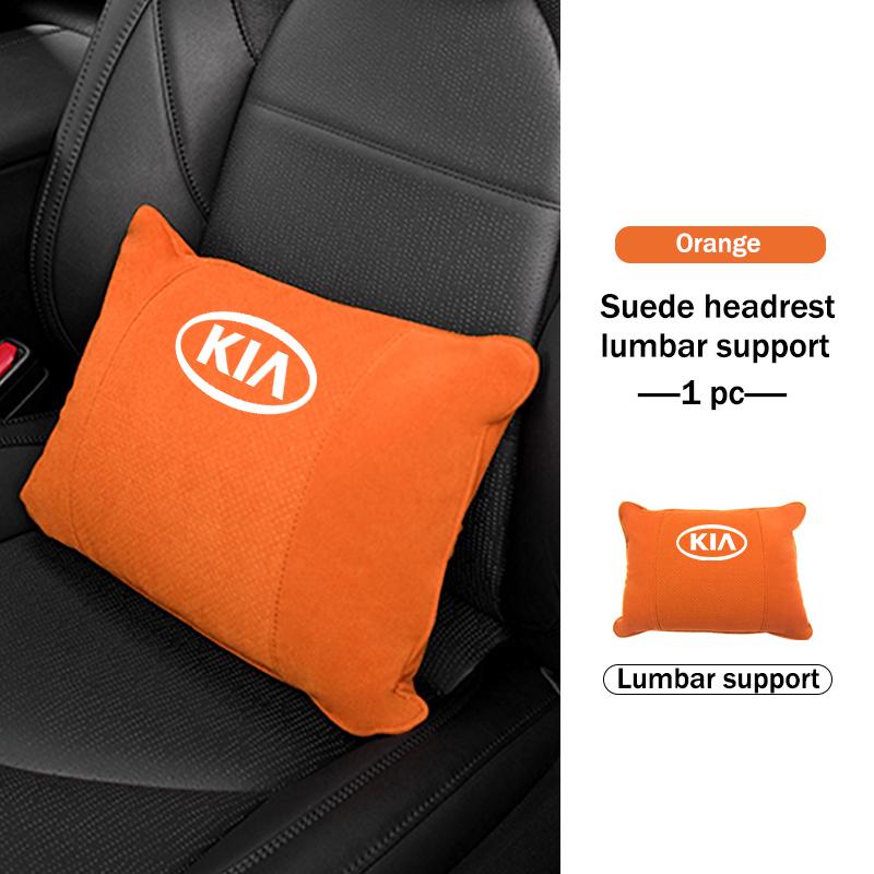 Car Logo Suede Seat Headrest Neck Pillow Soft Comfort Cushion Lumbar Support For KIA Cerato Proceed Venga Stonic Picanto SorentoWL2