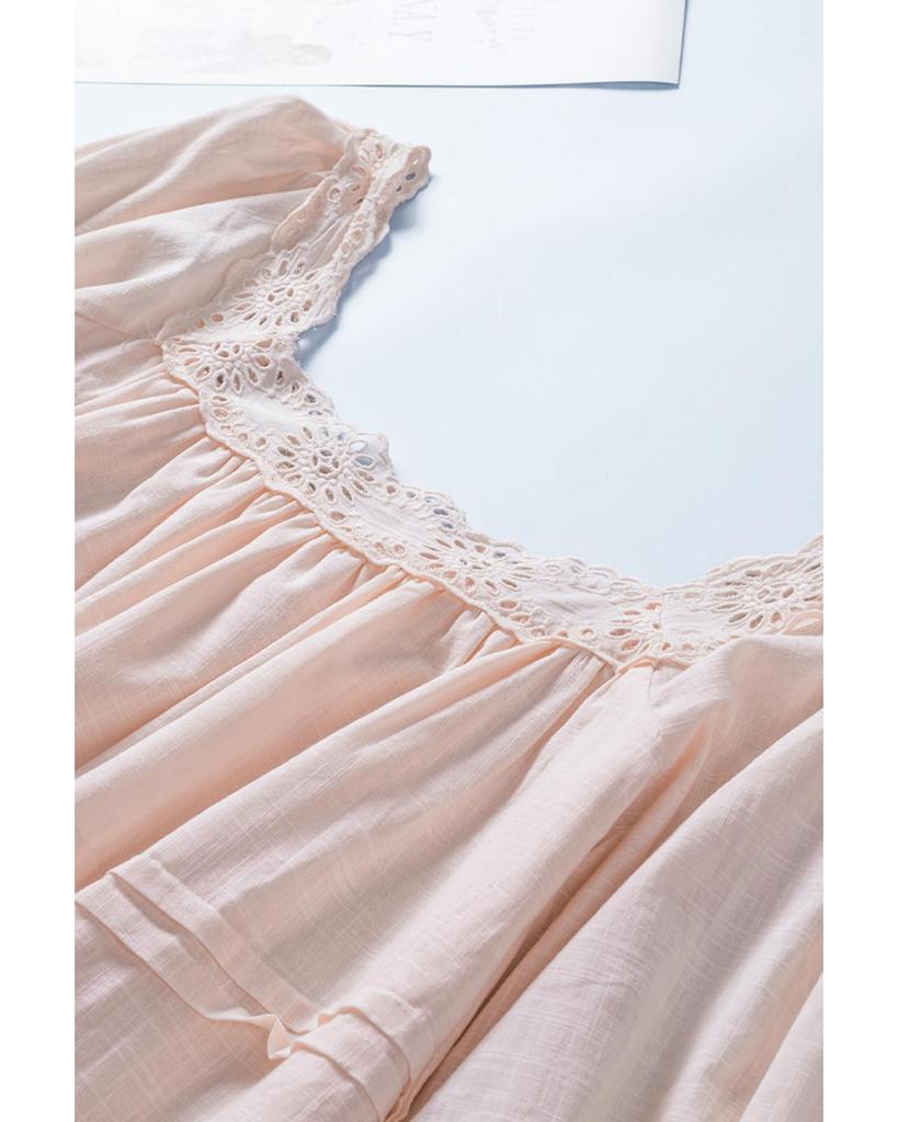 Azura Exchange Блуза Babydoll с рукавами-фонариками и люверсами