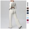 Спортивный костюм Cross-New Tight: Топ с чашечками и широкие брюки с высокой талией для бега, фитнеса и йоги