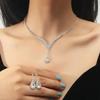 Bridal Diamond Claw Necklace & Earrings Set - European/American Rhinestone Wedding Accessories, 2-Piece.