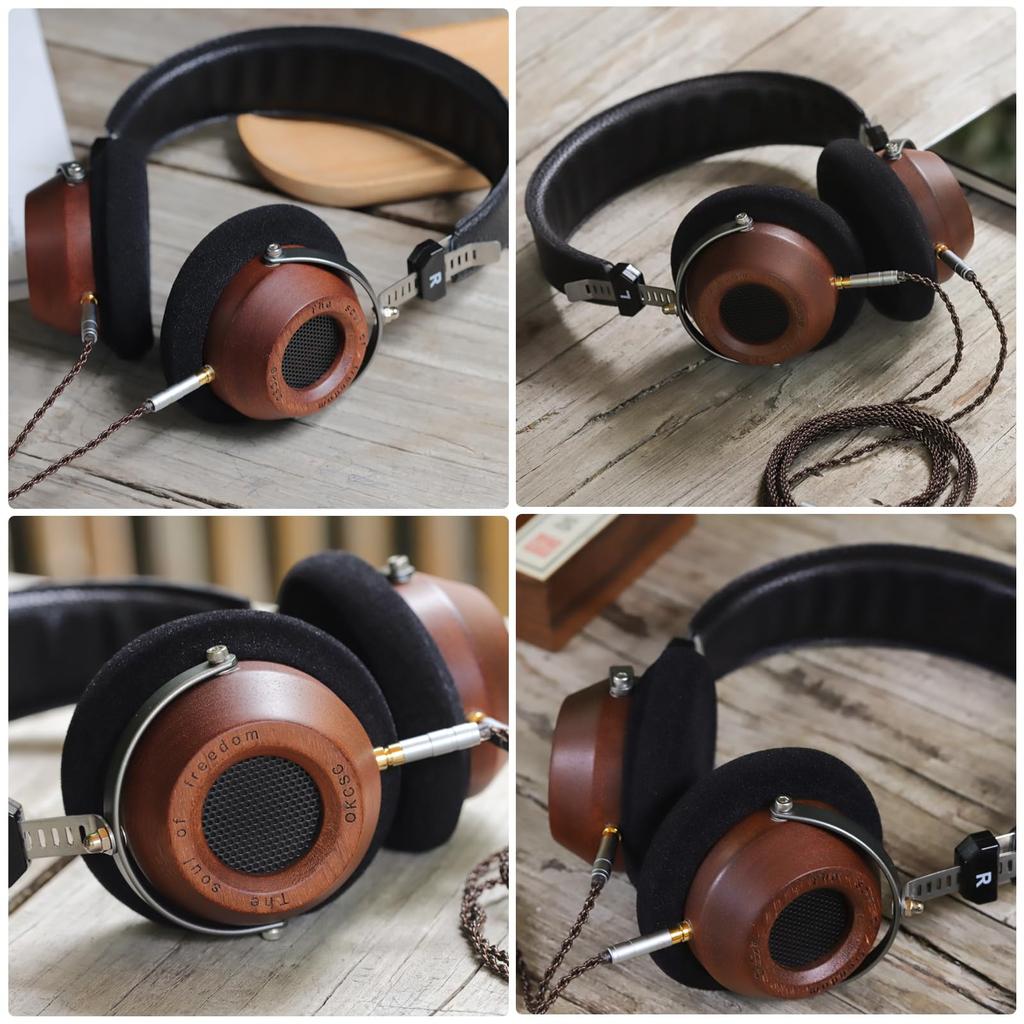 Наушники okcsc M1 Pro с проводным деревянным корпусом, ретро-динамиком 40 мм, съемным кабелем, совместимым со стереонаушниками, полуоткрытым усилителем/плеером для музыки/фильмов